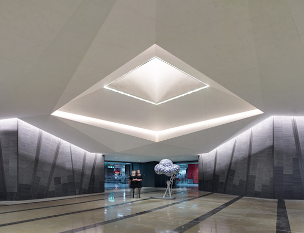 Angular elements inspired by geological formations at Sino Ocean Taikoo Li Chengdu