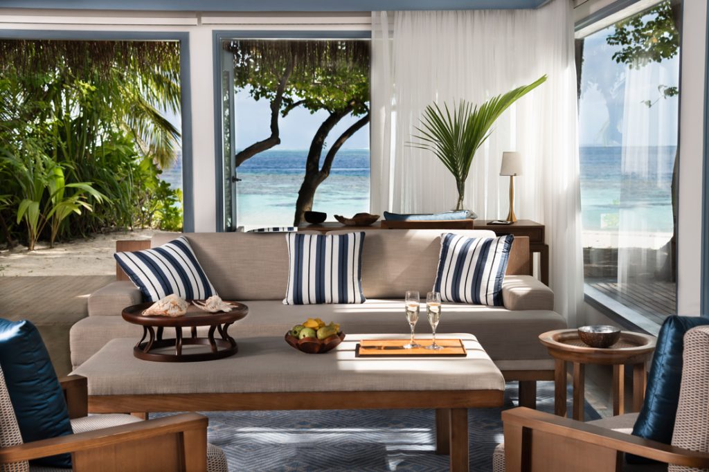 Beach Villa Living Room c Raffles Maldives Meradhoo