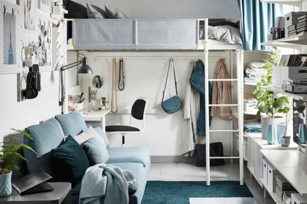 Ikea double loft bed with desk for adults