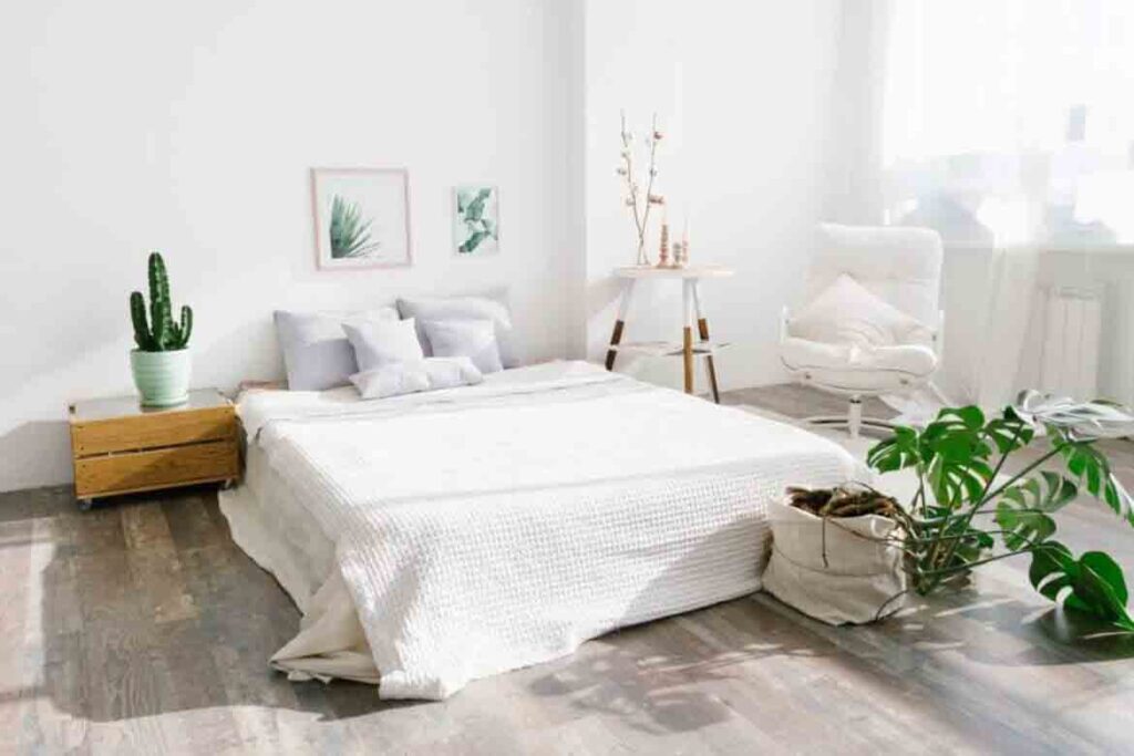 how to design small white bedroom space