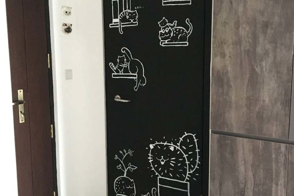 chalkboard bomb shelter door design art wallpaper