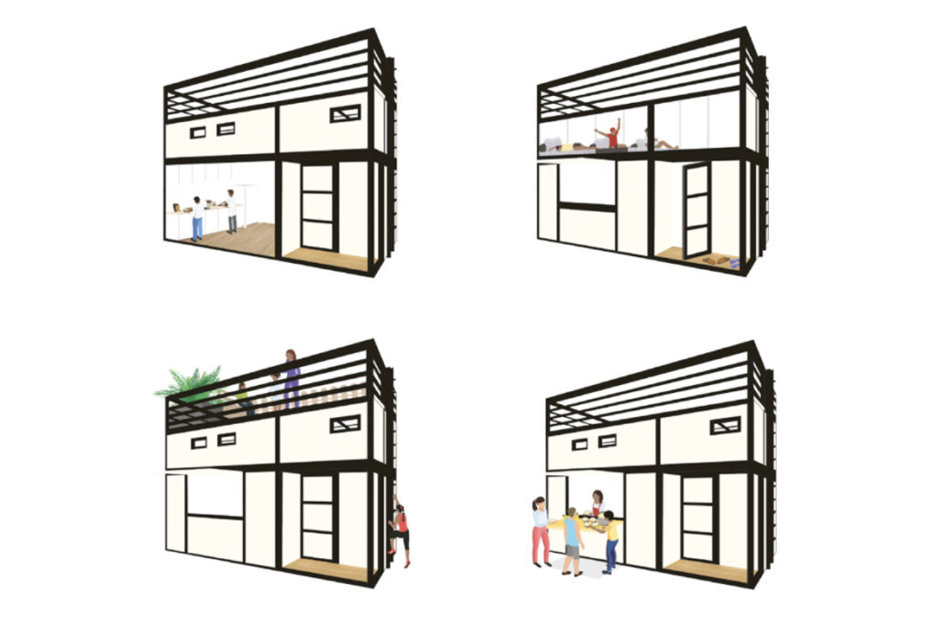 Illustrations showing the space planning of Doonya