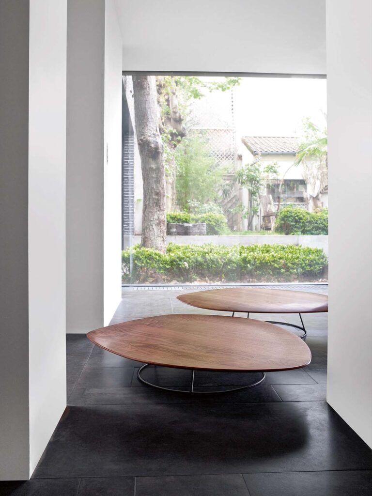 Pebble Tables in American walnut for Ligne Roset