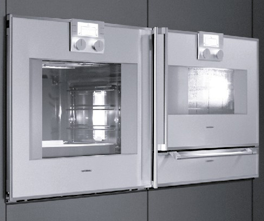 Gaggenau BO271-130 oven with BS274-130 Combi-steam oven and WS261-131 warming drawer