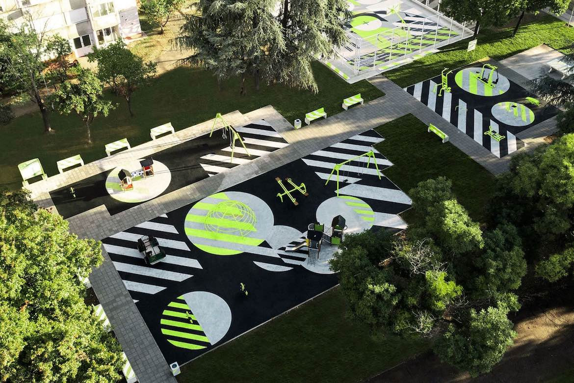 Bird's eye view of Nike and Accept & Proceed's recycled playground