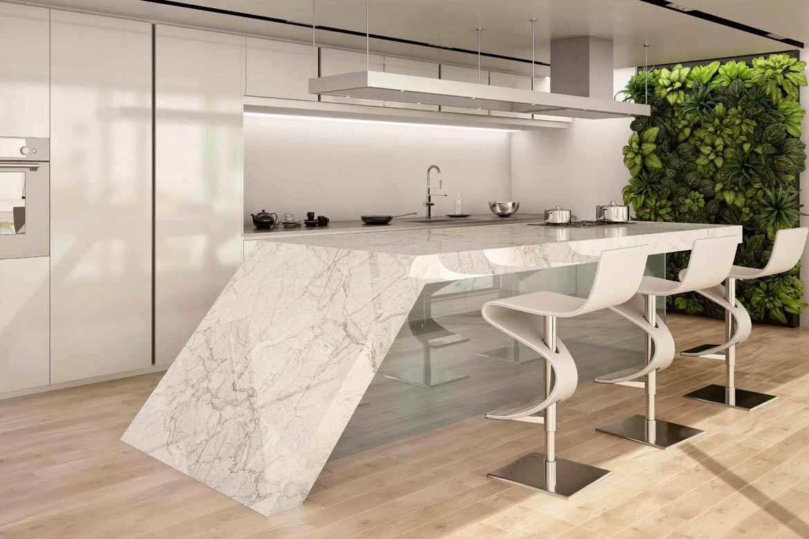 granite benchtops newcastle white with marble look designer chairs contemporary kitchen sloped