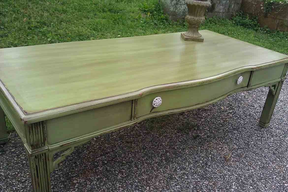 colourful coffee table green diy painting vintage