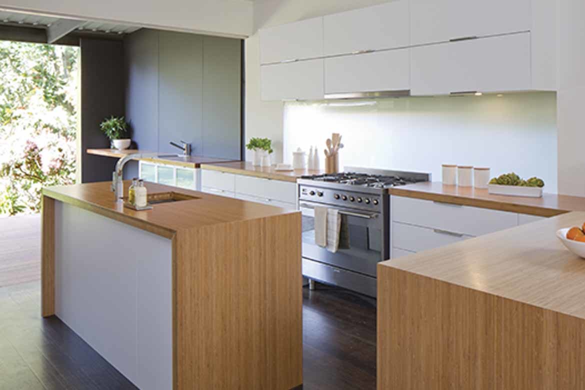 natural bamboo timber countertop sealed kitchen rustic