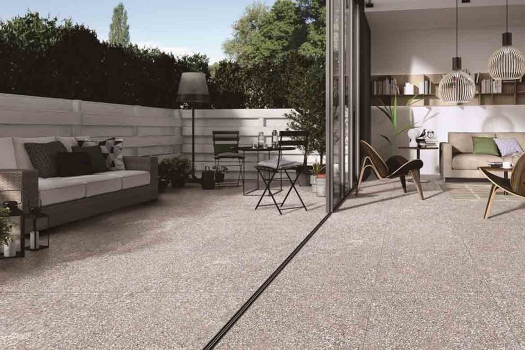 outdoor terrazzo courtyard