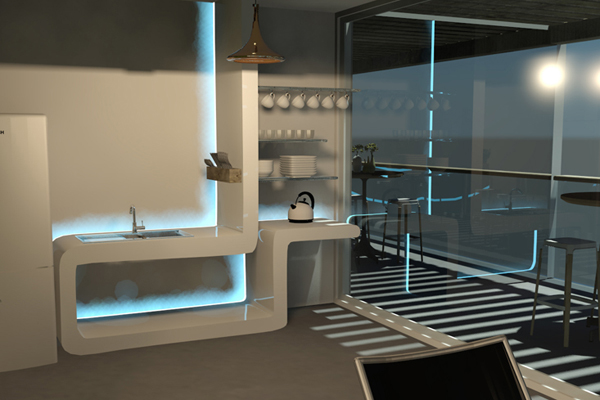 Staron® Kitchenette Unit by Jaimie Klum, student at Billy Blue College of Design