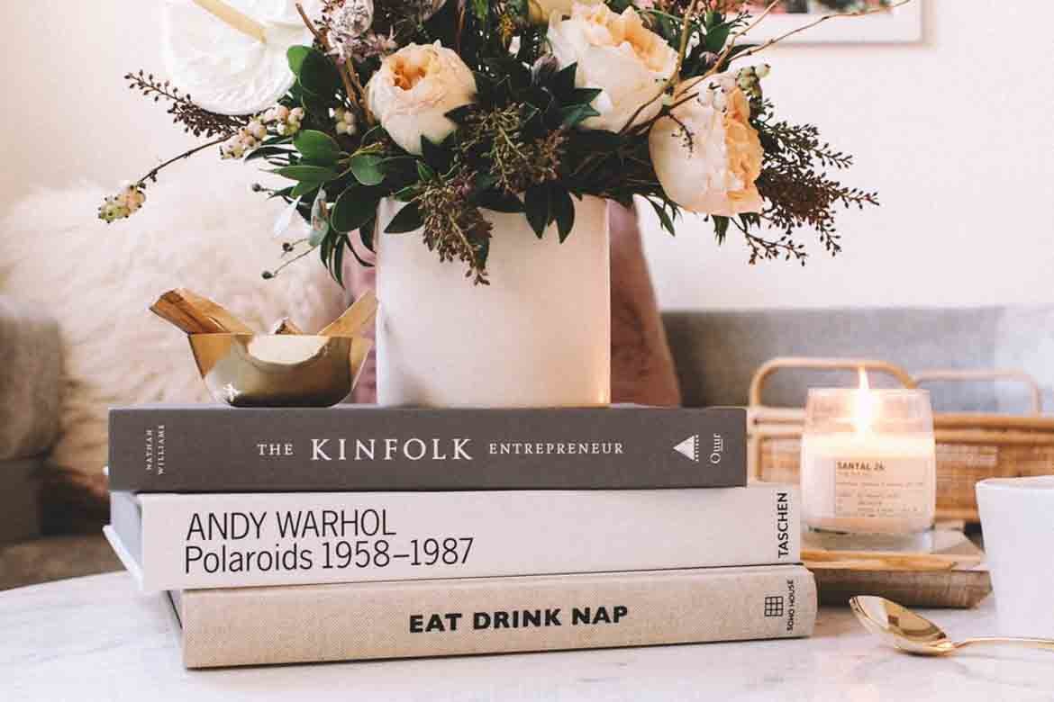 books on a coffee table aesthetic decor