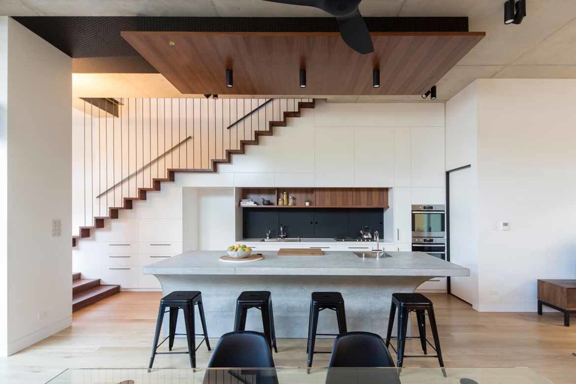 polished concrete kitchen countertop