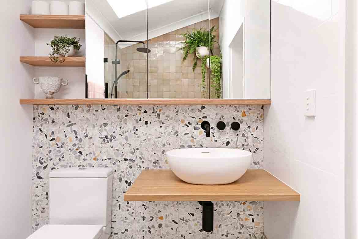 terrazzo bathroom splashback
