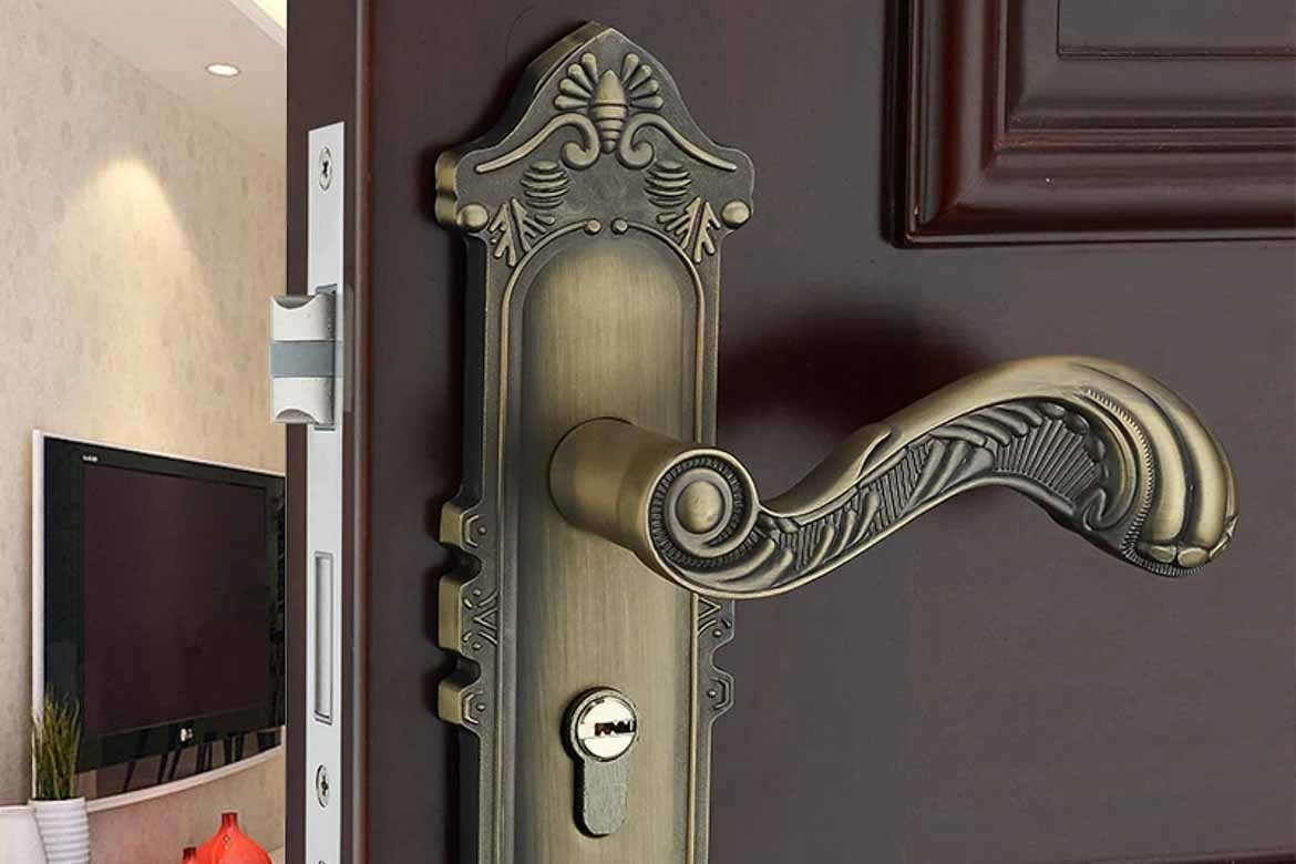 ornate metal front door handle iron silver burnished brass