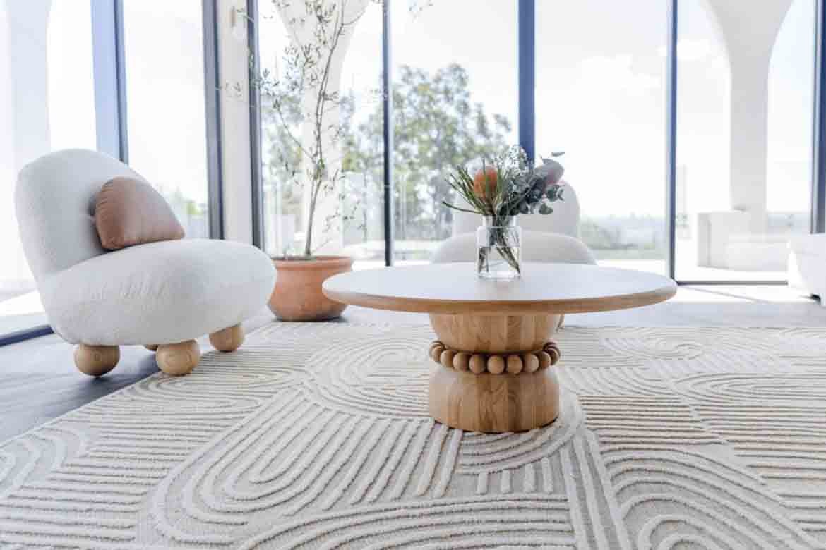 Maisie cream and ivory textured tribal rug