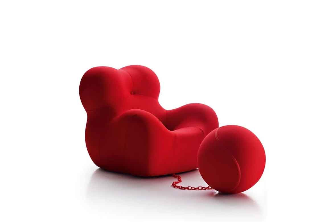 designer armchair bright vibrant red