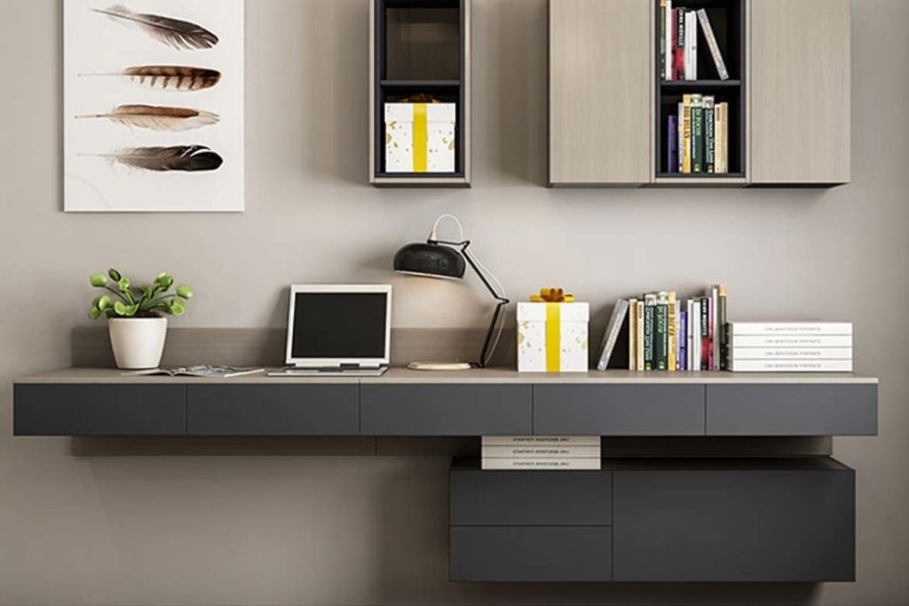 Floating desk deals on wall