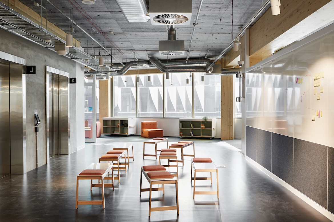 Moveable seating in Architectus' Melbourne Entrepreneurial Centre office