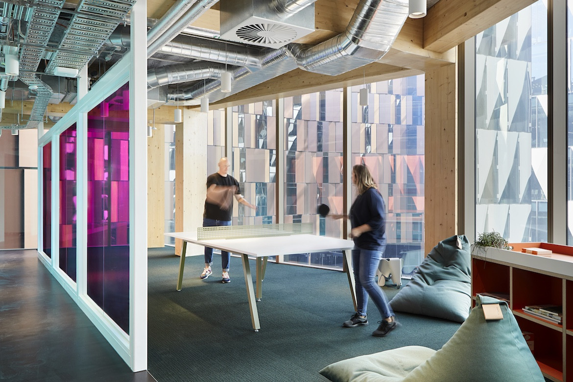 A ping pong table in the Architectus' Melbourne Entrepreneurial Centre office