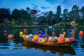 Glass sculptures by Dale Chihuly on display at Gardens by the Bay