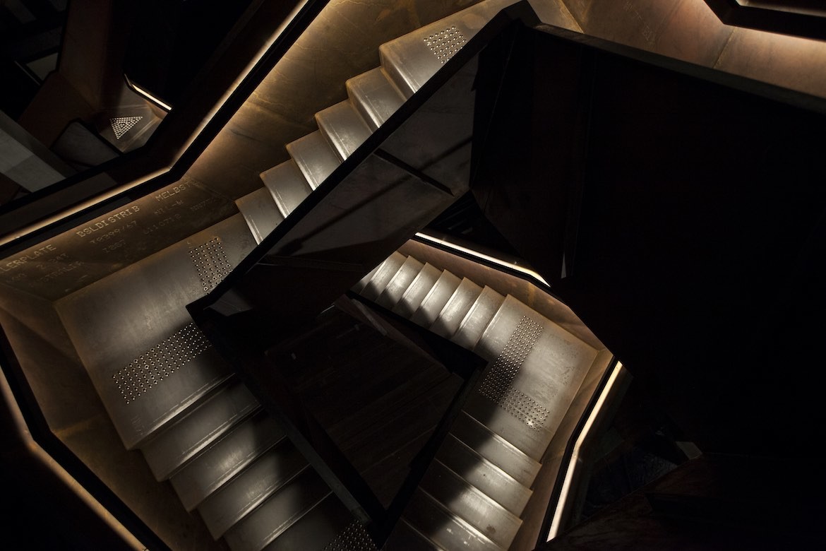 Stairs in MONA, designed by Nonda Katsalidis of Fender Katsalidis.