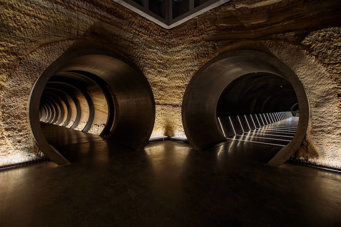 Tunnels in MONA, designed by Nonda Katsalidis of Fender Katsalidis.