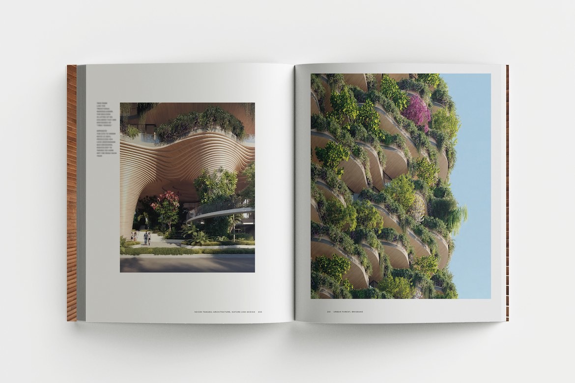 An inside spread of Koichi Takada Architecture, Nature and Design showing images of Takada's work.