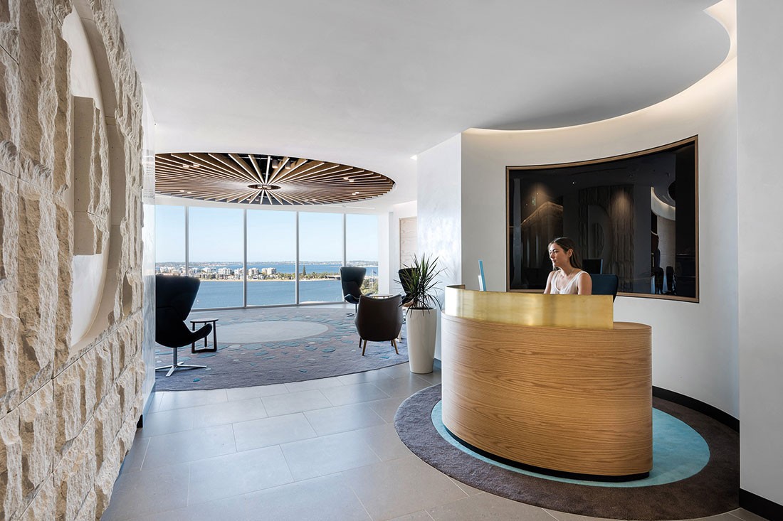 Organic forms and rounded corners feature prominently at Deloitte Perth by Geyer. 